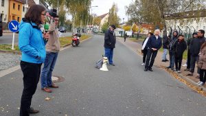 Mahnwache der Partei mut in Bamberg